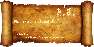 Musics Balambér névjegykártya